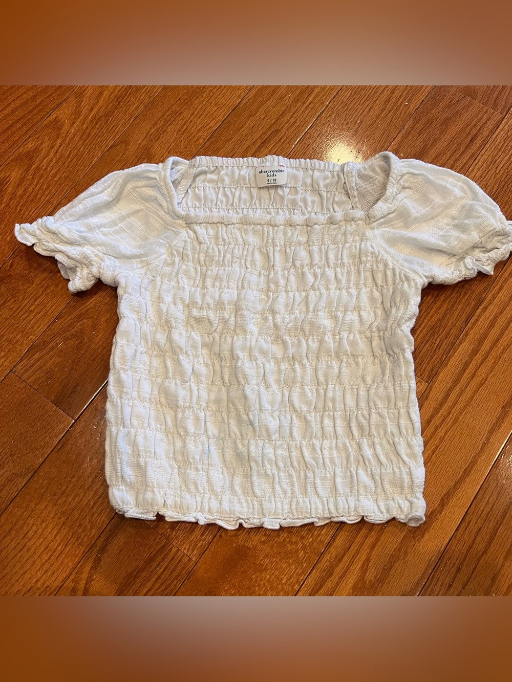 abercrombie kids White Smocked Square-Neck Crop Top